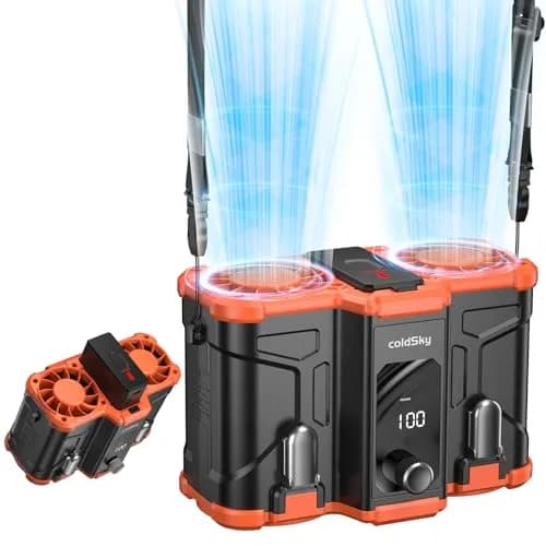 coldSky Waist Fan Large Orange | 18mph Dual-Motor Clip-on Fan with 10,000mAh Battery thumbnail 1