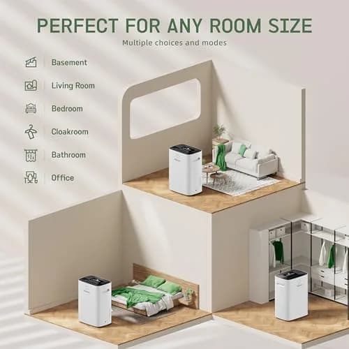 HOGARLABS 100 Pint Dehumidifier for Basement & Bedroom | Covers 6000 Sq.Ft, Auto Humidity Control, Quiet Home & Garage Use thumbnail 9