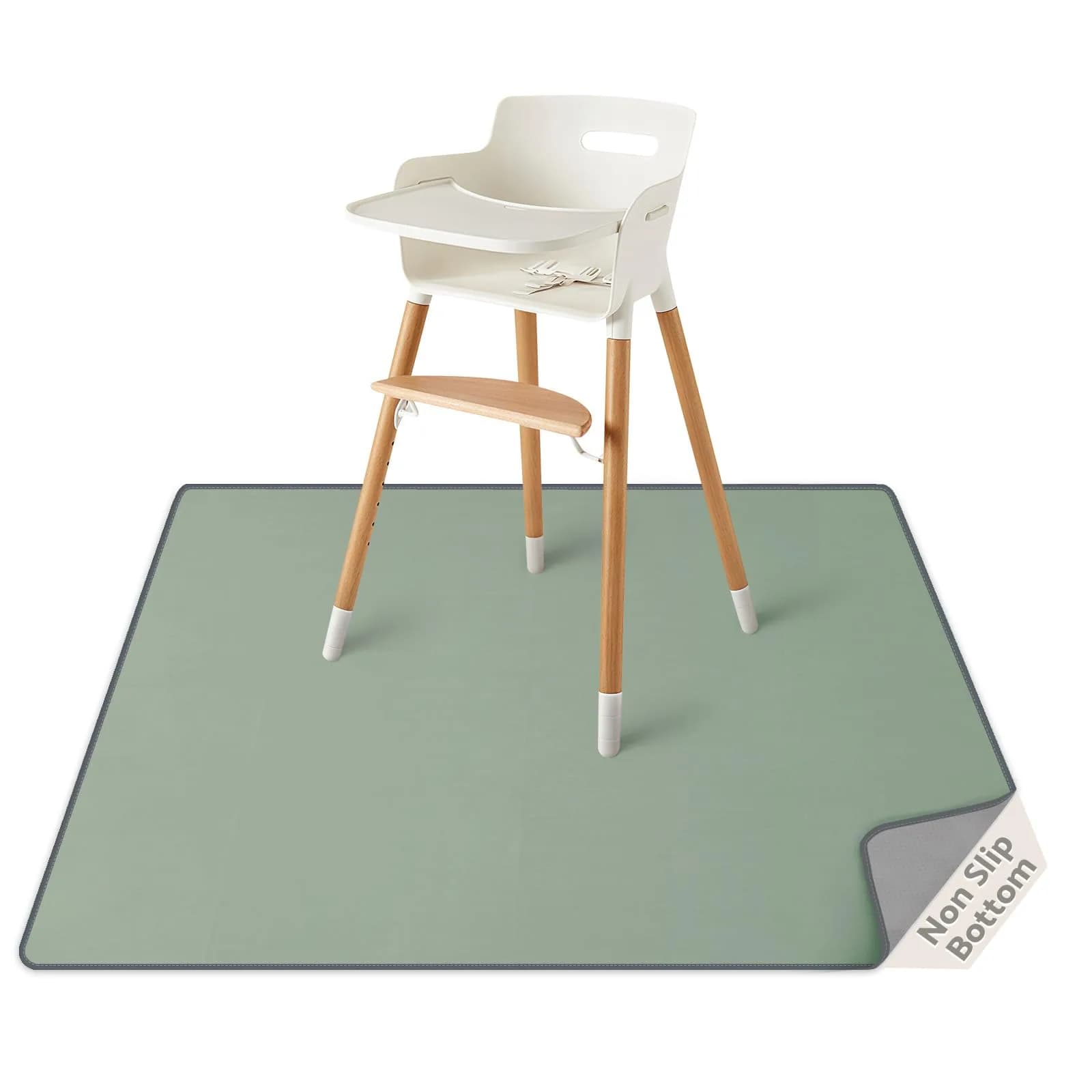 Blissful Diary Sage Green Baby Splat Mat 128cm | Easy Clean Waterproof Floor Protector - main product image