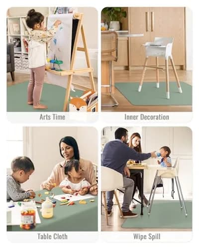 Blissful Diary Baby Splat Mat 128cm x 128cm (50.4 x 50.4 Inch) | Waterproof Floor Protector for High Chairs & Playtime thumbnail 7