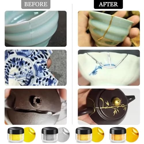 Fuchoi Kintsugi Repair Kit Gold & Silver | Food Safe Ceramic Glue for Broken Pottery, 50ml thumbnail 6