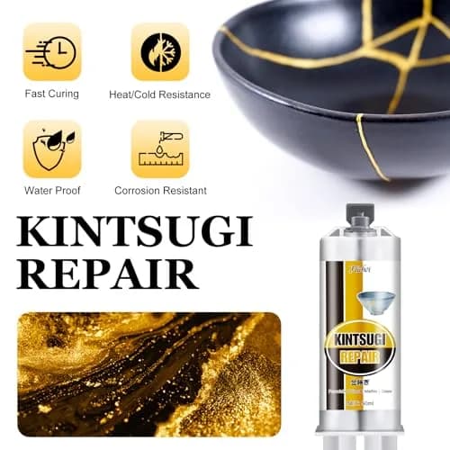 Fuchoi Kintsugi Repair Kit Gold & Silver | Food Safe Ceramic Glue for Broken Pottery, 50ml thumbnail 3