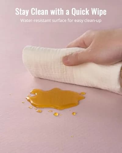 Blissful Diary Baby Splat Mat Blush Pink 128cm x 128cm (50.4 x 50.4 Inch) | Wipeable & Waterproof Floor Protector thumbnail 6