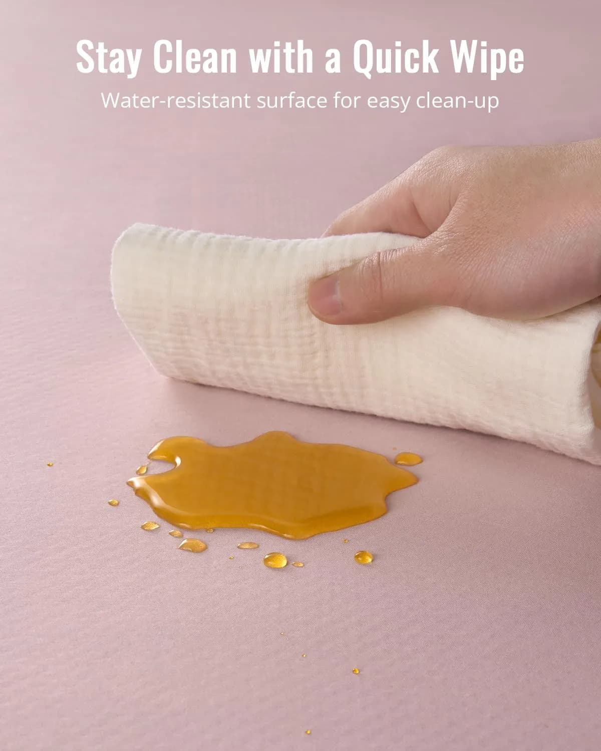 Blissful Diary Baby Splat Mat Blush Pink 128cm x 128cm (50.4 x 50.4 Inch) | Wipeable & Waterproof Floor Protector - view 6