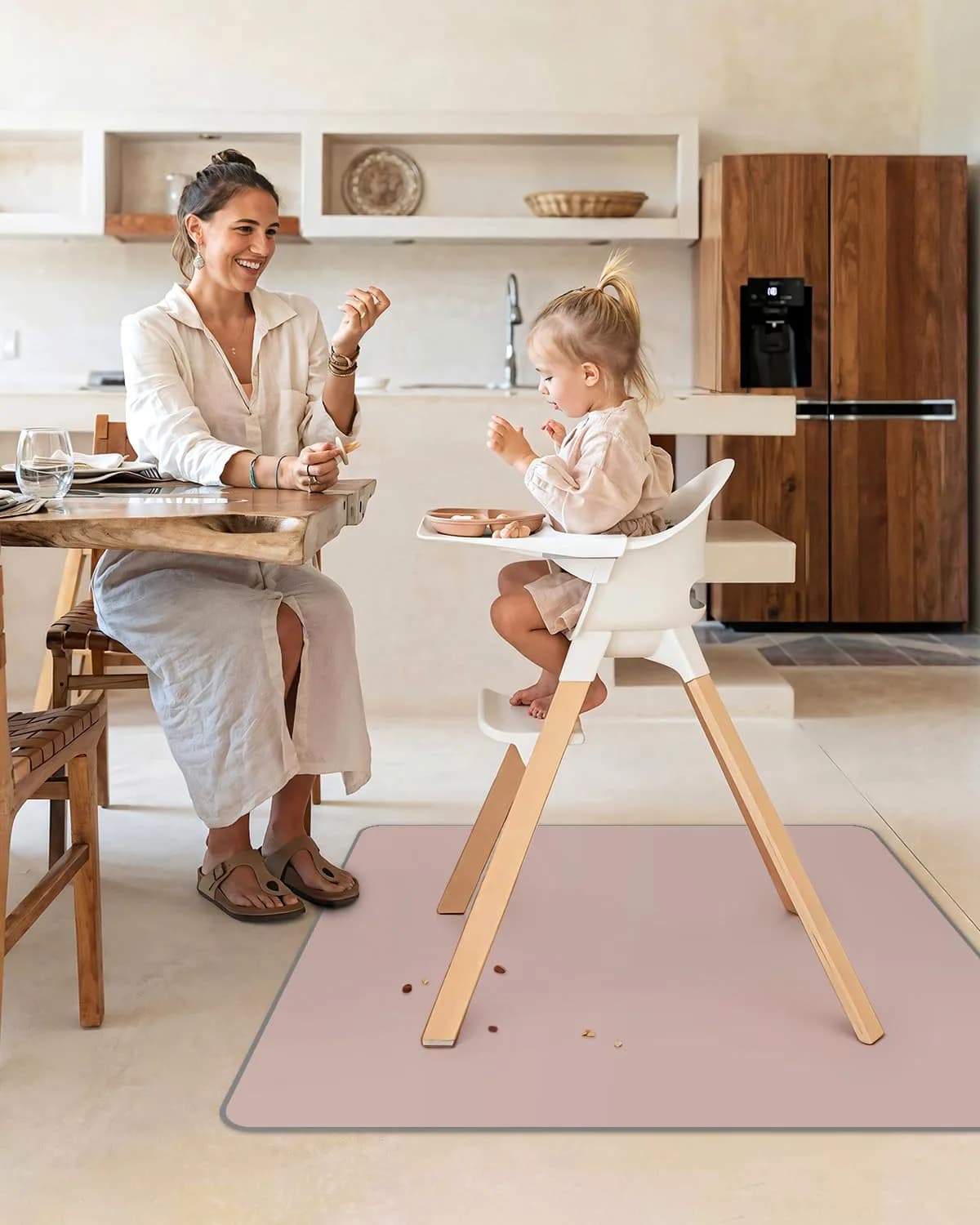 Blissful Diary Baby Splat Mat 128cm (50.4 Inch) - Waterproof Playtime Floor Protector in Blush Pink - view 4