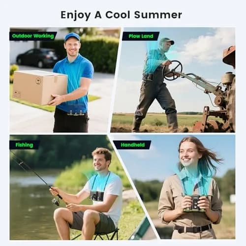 coldSky Waist Fan with Dual Motors & 10,000mAh Battery | 18mph Max Speed, 154 Speed Settings, Green thumbnail 5