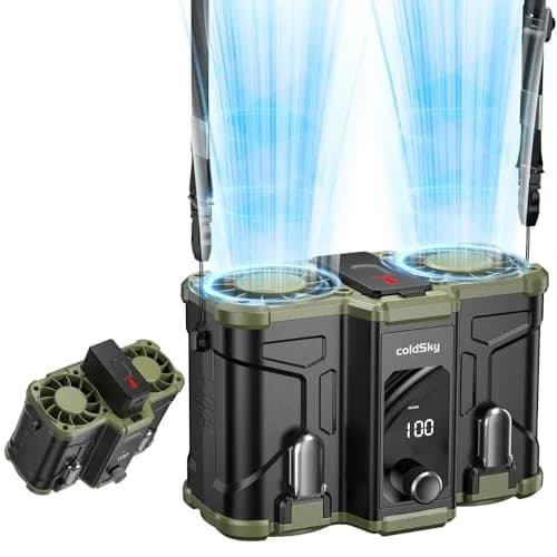 coldSky Waist Fan with Dual Motors & 10,000mAh Battery | 18mph Max Speed, 154 Speed Settings, Green thumbnail 1