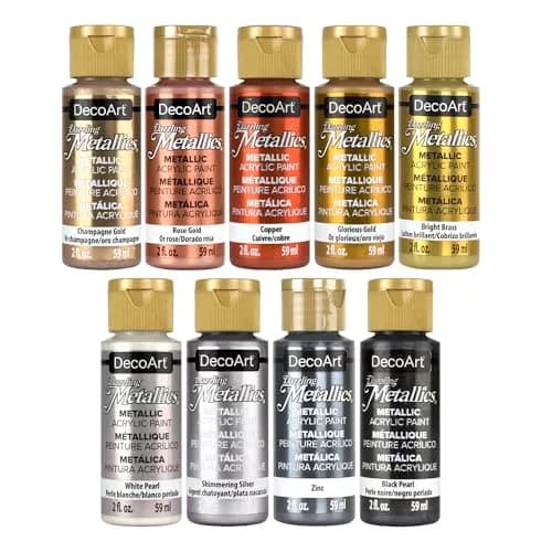 DecoArt Americana Dazzling Metallics Acrylic Paint Set 2 fl oz Bottles (9-Pack) | Metallic Craft Paints for Canvas, Wood & DIY Projects thumbnail 1