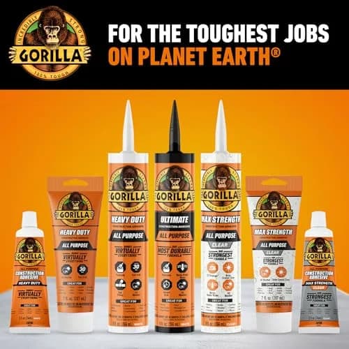 Gorilla Max Strength Clear Construction Adhesive 207ml (7 oz) | Bonds Wood, Metal, Tile, Stone, Glass, Mirror, Concrete thumbnail 8