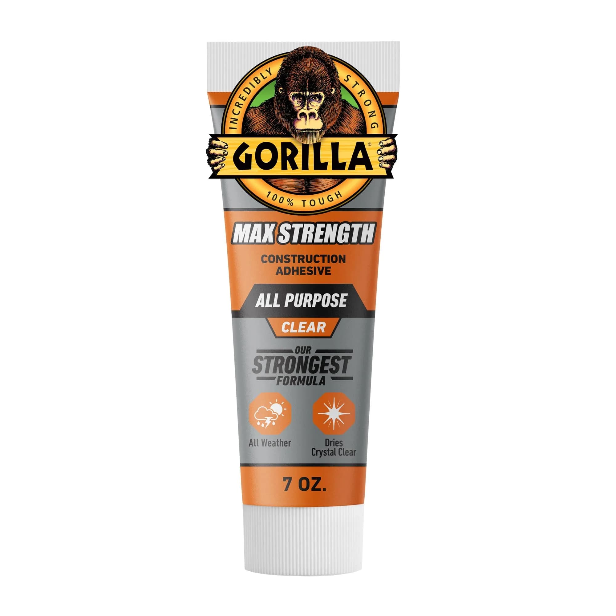Gorilla Max Strength Clear Construction Adhesive 207ml (7 oz) | Bonds Wood, Metal, Tile, Stone, Glass, Mirror, Concrete - main product image