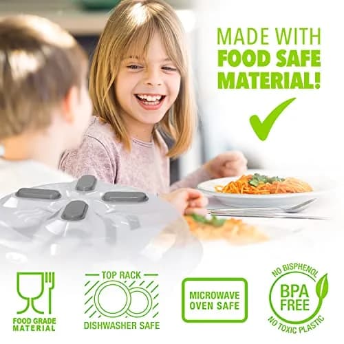 HOVER COVER Magnetic Microwave Splatter Cover for Food - 12" Heather Gray | BPA-Free, Vented, Space-Saving thumbnail 4