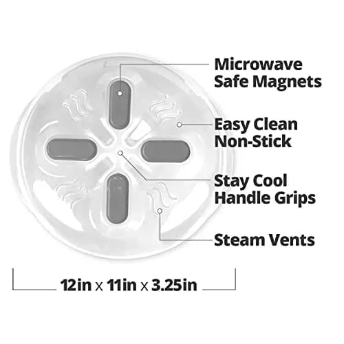 HOVER COVER Magnetic Microwave Splatter Cover for Food - 12" Heather Gray | BPA-Free, Vented, Space-Saving thumbnail 6
