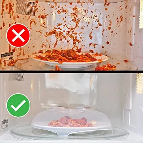 HOVER COVER Magnetic Microwave Splatter Cover for Food - 12" Heather Gray | BPA-Free, Vented, Space-Saving thumbnail 2