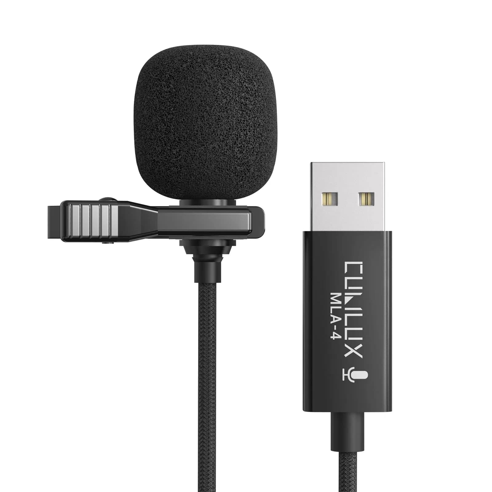 Cubilux USB Lavalier Microphone for Laptop, Plug-and-Play Unidirectional Clip-On Lapel MIC for PC, Zoom, Recording - 1.2m (4 Feet)