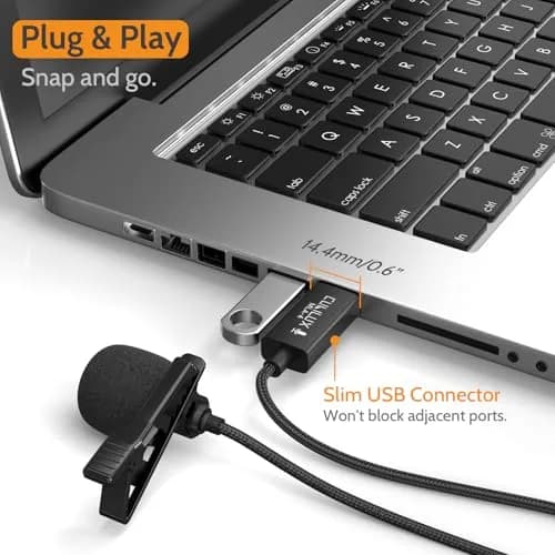 Cubilux USB Lavalier Microphone for Laptop, Plug-and-Play Unidirectional Clip-On Lapel MIC for PC, Zoom, Recording - 1.2m (4 Feet) thumbnail 6