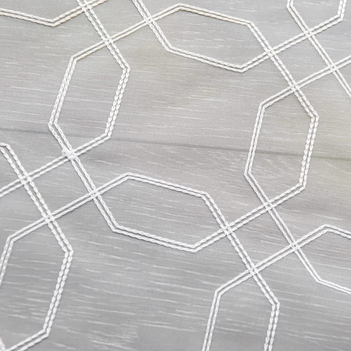 PHILEASY White Embroidered Heptagon Sheer Curtains - 52"W x 84"L (Pack of 2) - main product image
