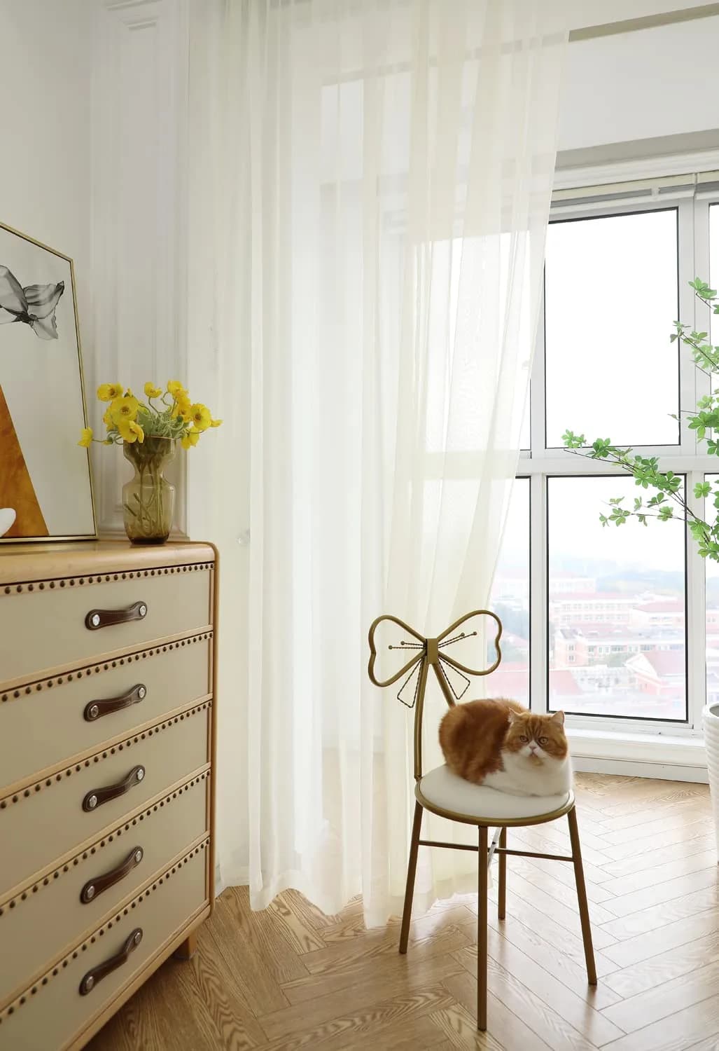 PHILEASY White Embroidered Dandelion Sheer Curtains 52"W x 108"L - Pack of 2 - view 4