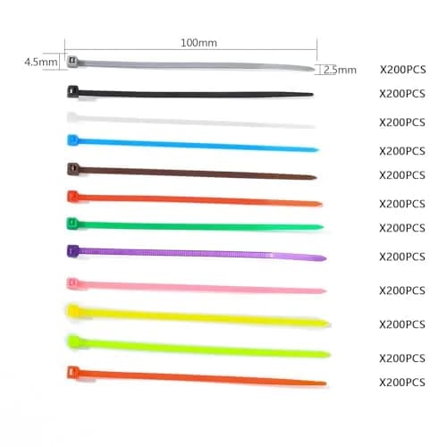 HexinYigjly 2400 Pcs 4 Inch Multicolor Nylon Zip Ties | UV & Heat Resistant for Home, Office, Garden thumbnail 2