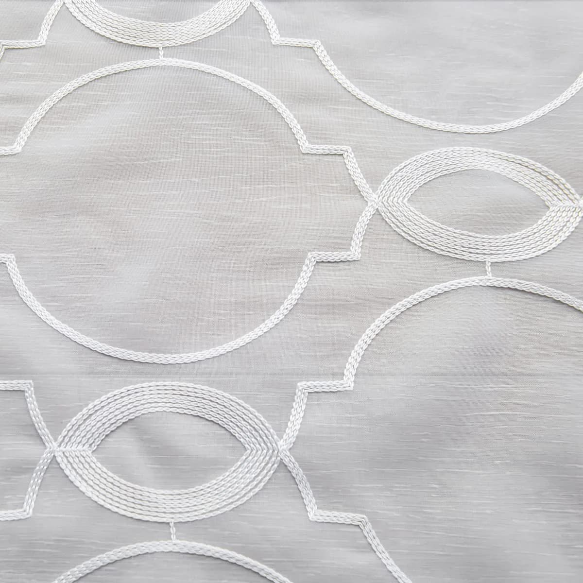 PHILEASY White Embroidered Ellipse Sheer Curtains 45" L x 52" W (Pack of 2) - Light-Filtering Rod Pocket Panels - main product image