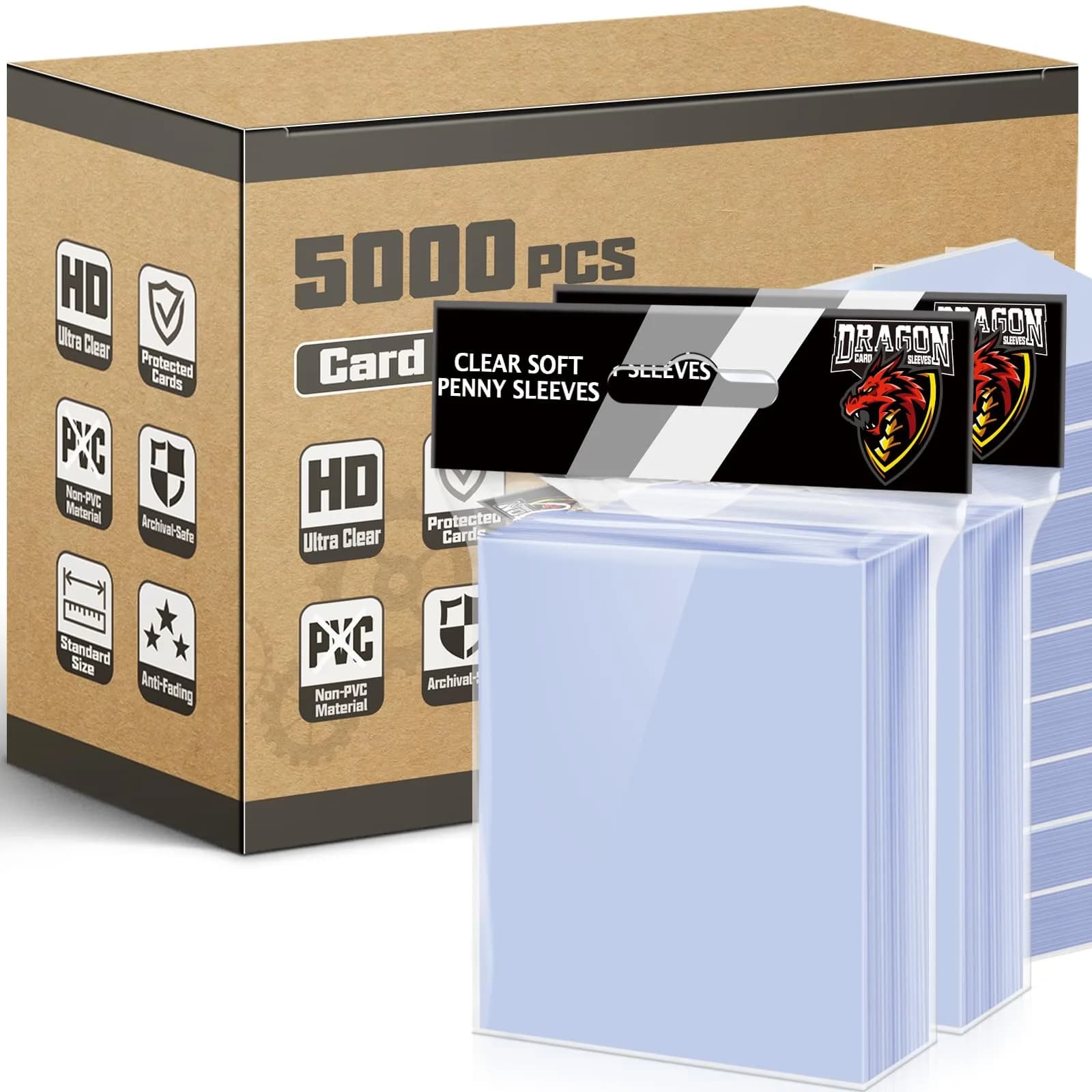 Kitoyz 5000ct Card Sleeves & Top Loaders | Bulk Value for Trading Cards - main product image