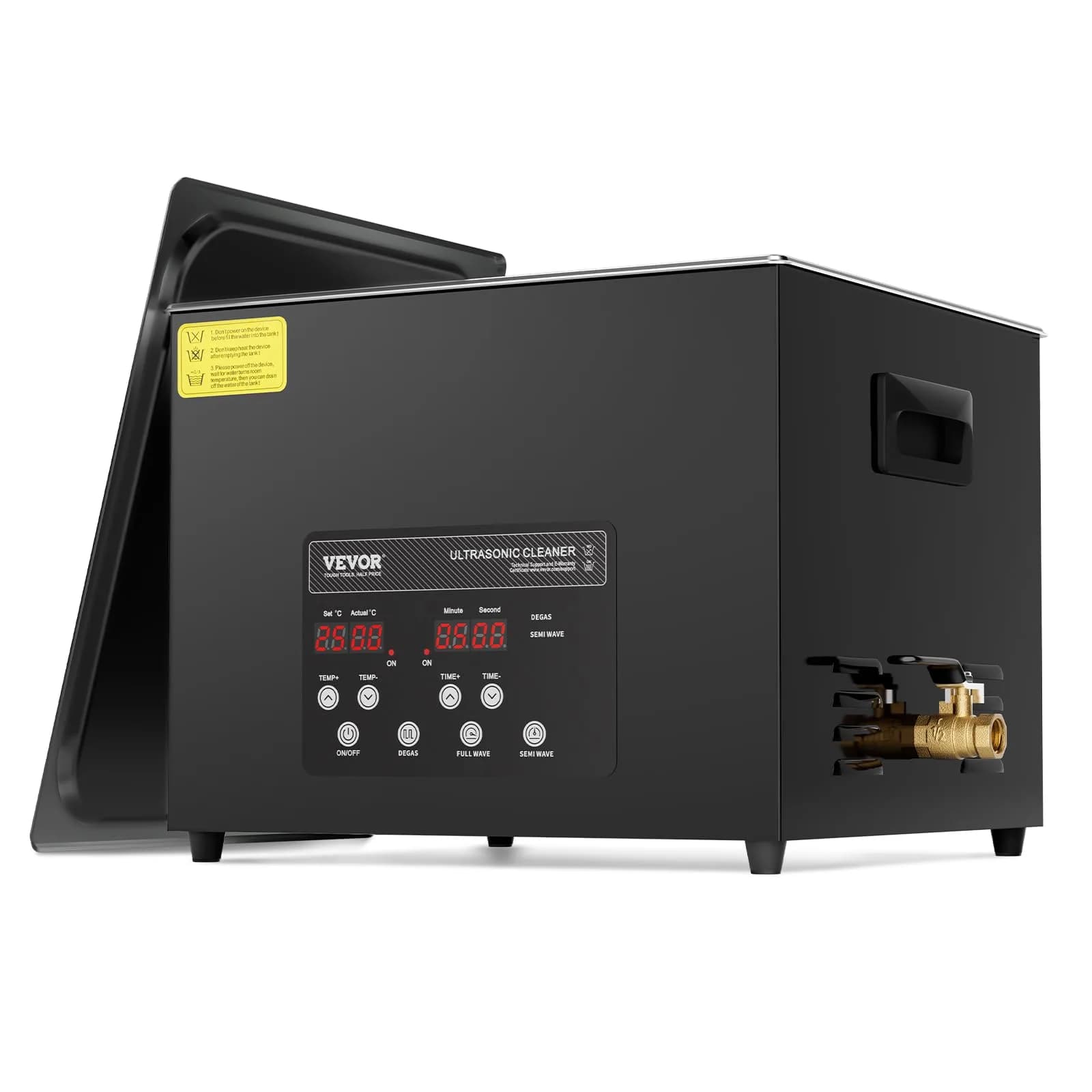 VEVOR 15L Ultrasonic Cleaner 360W Digital Ultrasonic Cleaning Machine with Heater & Degassing Mode | 40kHz Industrial Ultrasound Cleaner for Jewelry, Tools, Labware — 15L