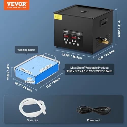 VEVOR 15L Ultrasonic Cleaner 360W Digital Ultrasonic Cleaning Machine with Heater & Degassing Mode | 40kHz Industrial Ultrasound Cleaner for Jewelry, Tools, Labware thumbnail 7