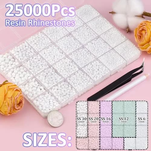 TINKRSTUFF White 25000pcs Resin Rhinestones Mixed Sizes (2-6mm) | Crafting & Nail Art Gems with Glue thumbnail 2