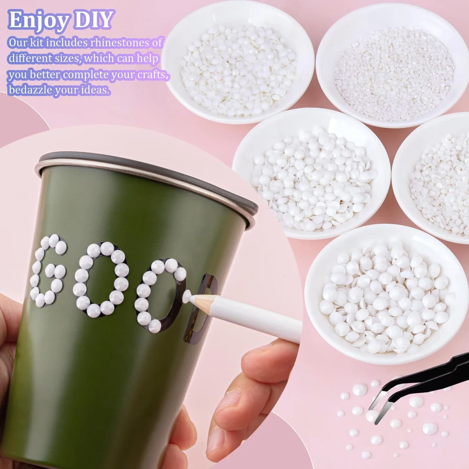 TINKRSTUFF White 25000pcs Resin Rhinestones Mixed Sizes (2-6mm) | Crafting & Nail Art Gems with Glue - view 3