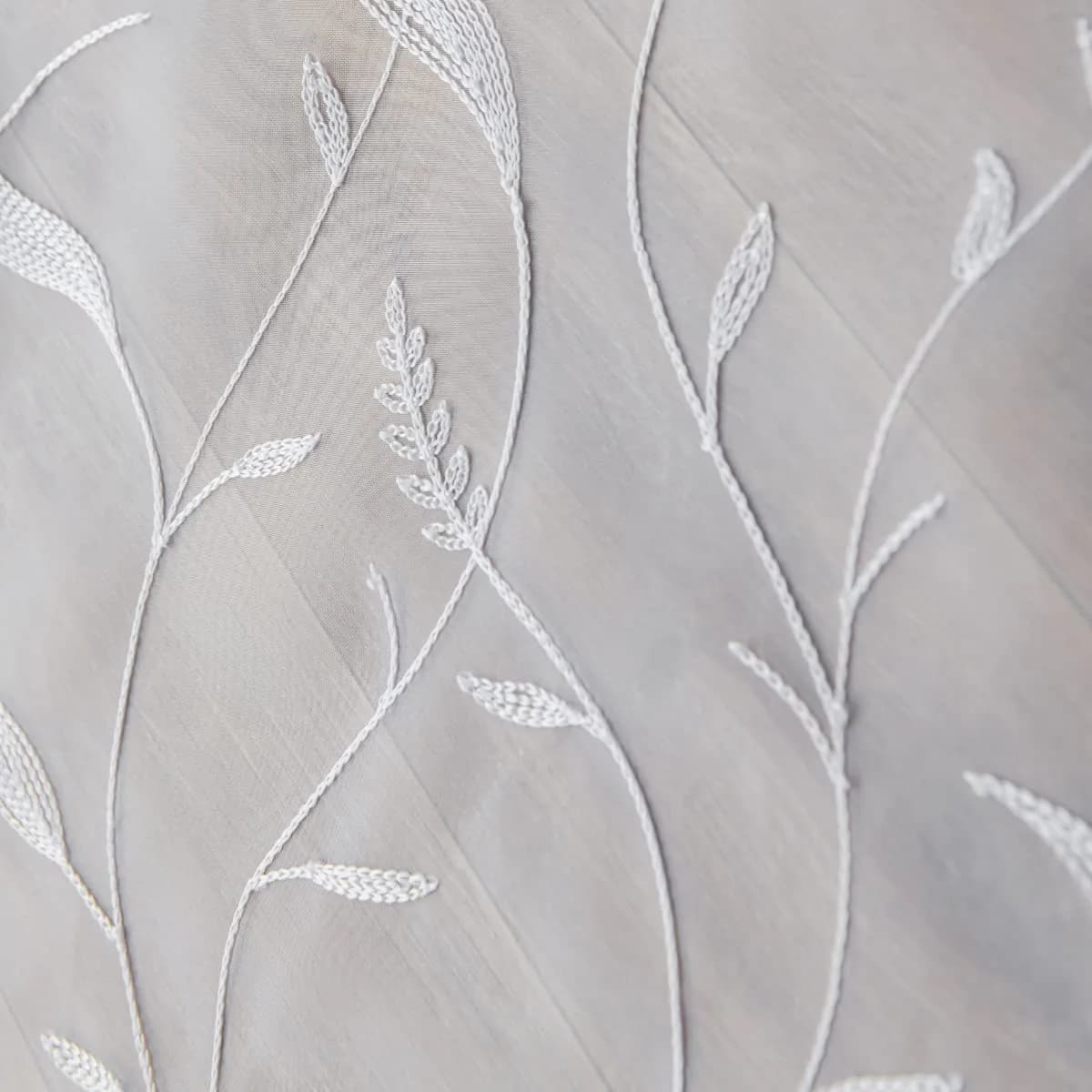 PHILEASY White Embroidered Leaf Sheer Curtains 52"W x 63"L - Pack of 2 - main product image