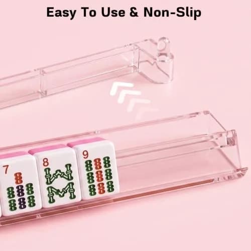 CAYOULR Clear Acrylic Mahjong Racks with Pushers Set of 4 | ASTM-Tested for Home Use thumbnail 2