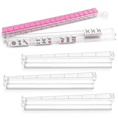 CAYOULR Clear Acrylic Mahjong Racks with Pushers Set of 4 | ASTM-Tested for Home Use - main product image
