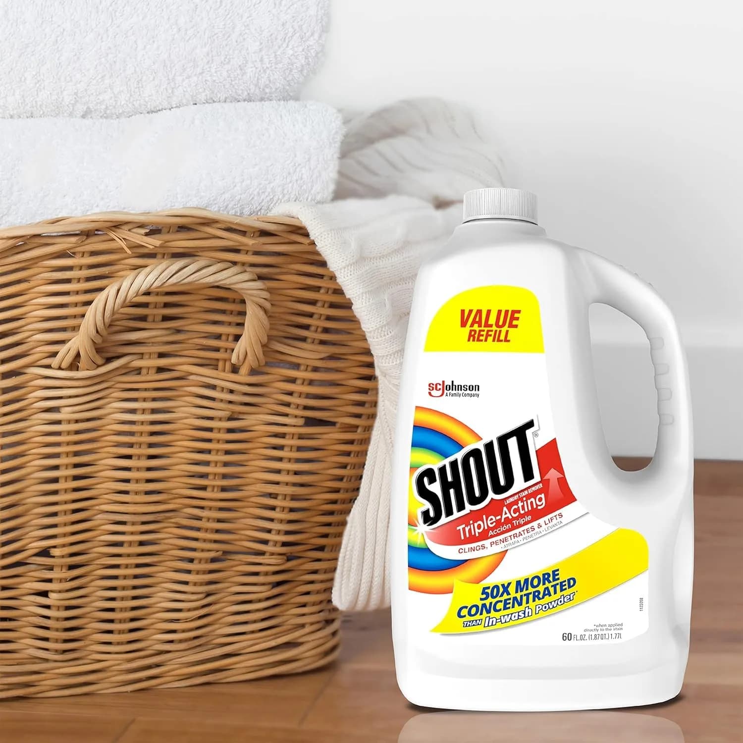 SHOUT Active Enzyme Spray and Wash Stain Remover Fabric Routine Bundle 22oz (650ml) + 60oz (1.7L) Refill | Concentrated Formula for Tough Stains - view 6