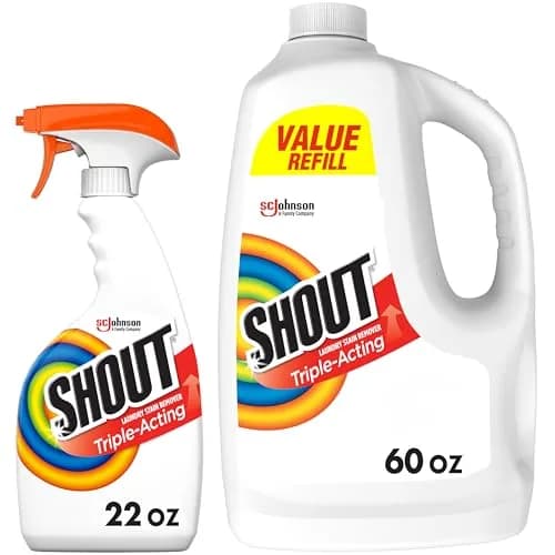 SHOUT Active Enzyme Spray and Wash Stain Remover Fabric Routine Bundle 22oz (650ml) + 60oz (1.7L) Refill | Concentrated Formula for Tough Stains thumbnail 1