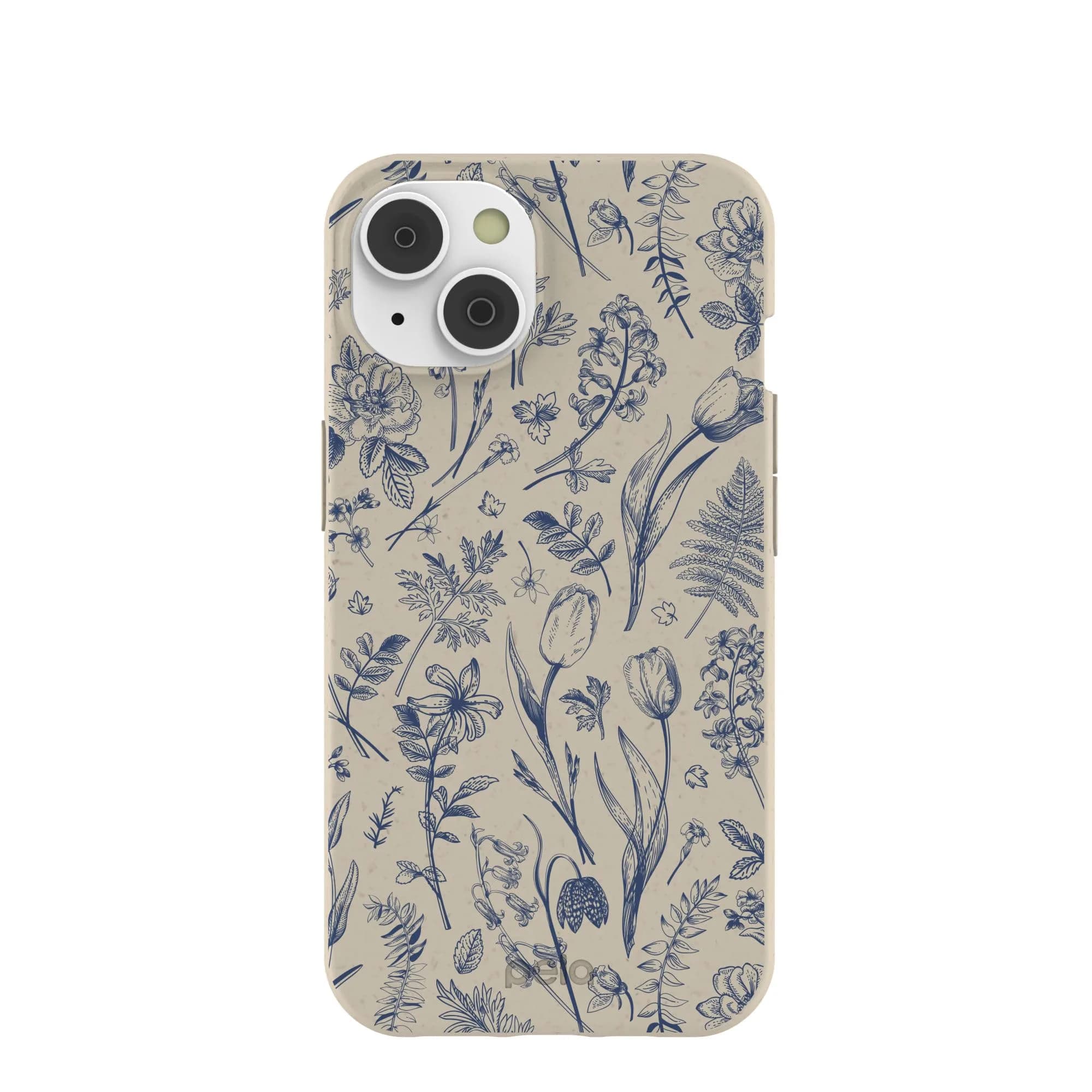 Pela Phone Case Compatible with iPhone 16e/14 | Eco-Friendly & Durable | Indigo Bouquet — Indigo Bouquet