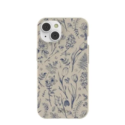 Pela Phone Case Compatible with iPhone 16e/14 | Eco-Friendly & Durable | Indigo Bouquet thumbnail 1
