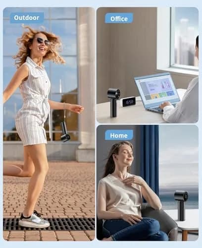 coldSky Portable Handheld Turbo Fan, 4000mAh Rechargeable, 5 Speeds, Digital Display, Small Cooling Fan for Women Outdoor Travel thumbnail 4