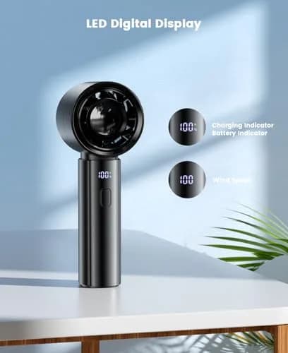 coldSky Portable Handheld Turbo Fan, 4000mAh Rechargeable, 5 Speeds, Digital Display, Small Cooling Fan for Women Outdoor Travel thumbnail 5