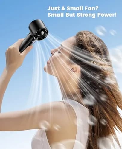 coldSky Portable Handheld Turbo Fan, 4000mAh Rechargeable, 5 Speeds, Digital Display, Small Cooling Fan for Women Outdoor Travel thumbnail 2