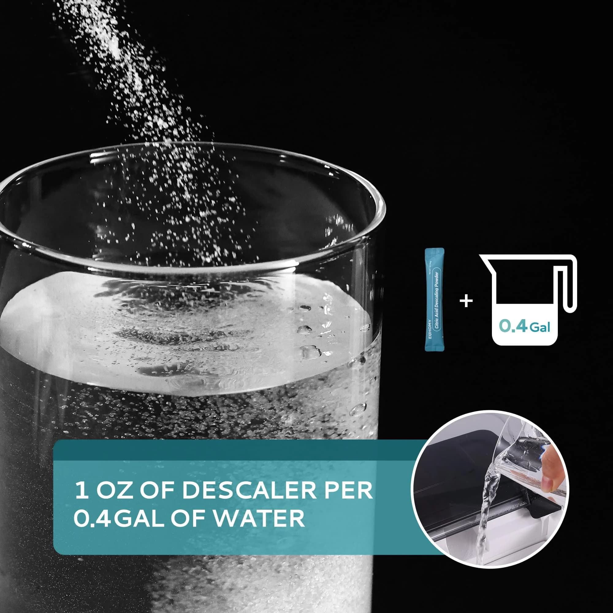 EUHOMY Ice Maker Cleaner & Descaler 12 Uses | 340g (12 oz) Pack | Organic Citric Acid Formula - view 4