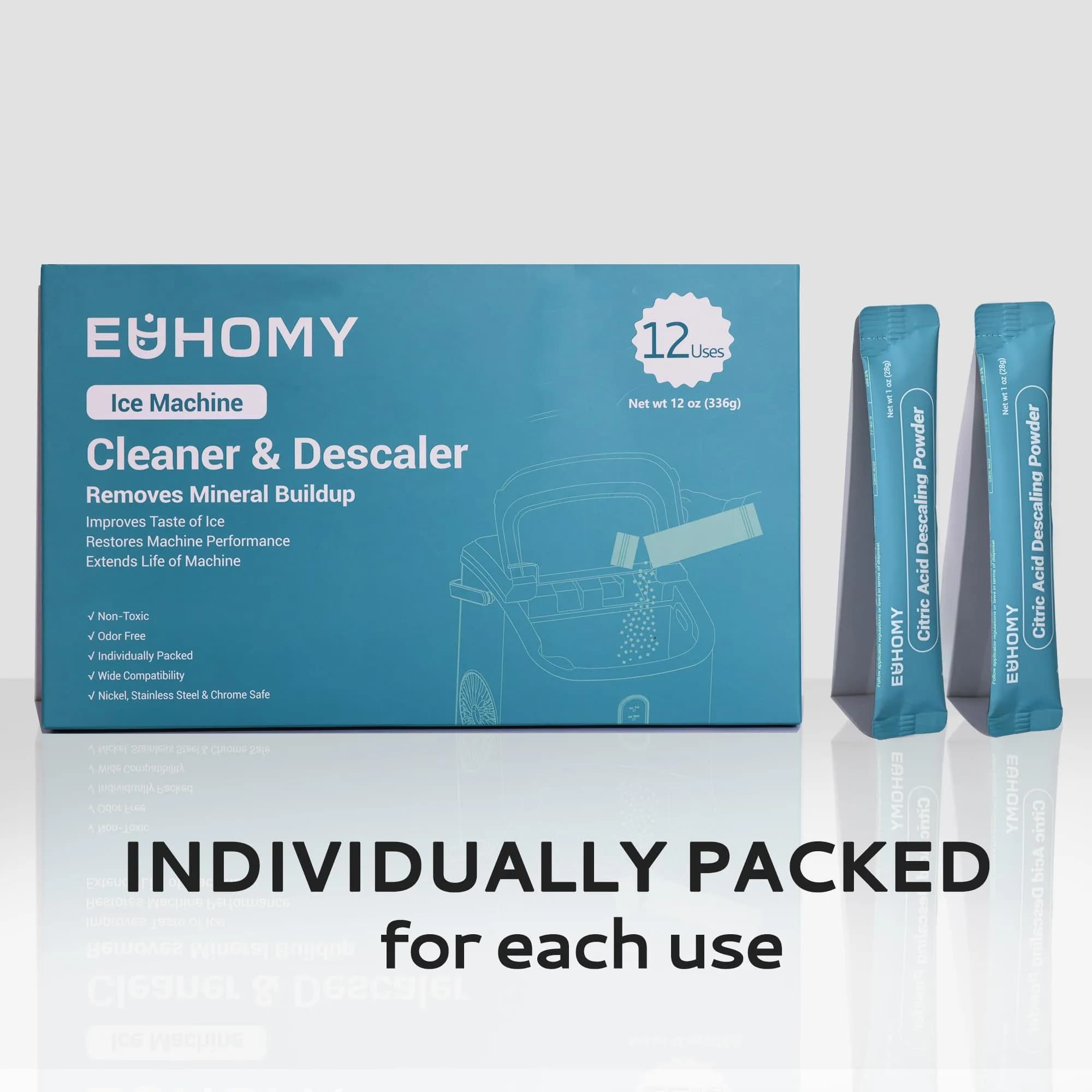 EUHOMY Ice Maker Cleaner & Descaler 12 Uses | 340g (12 oz) Pack | Organic Citric Acid Formula - view 7