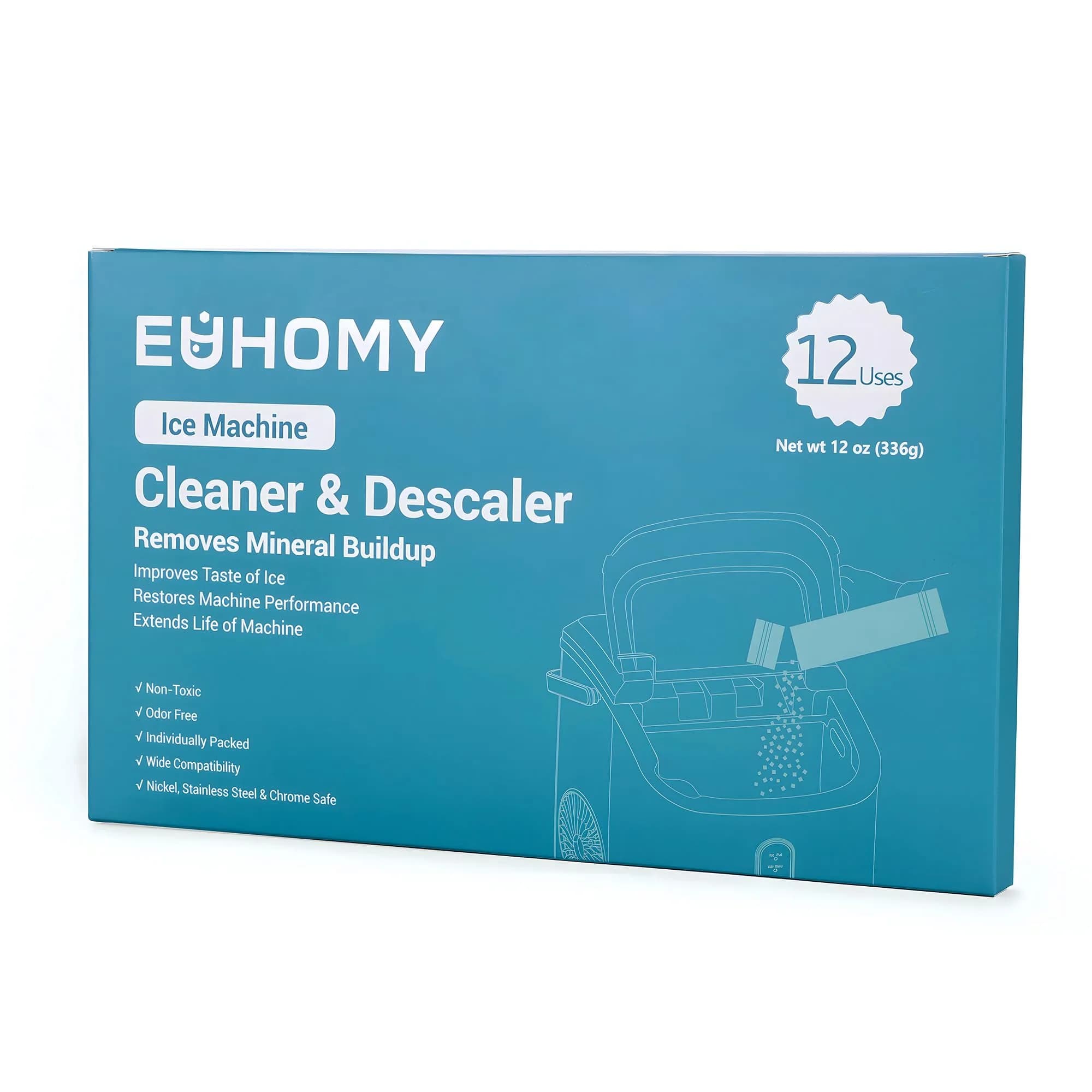 EUHOMY Ice Maker Cleaner & Descaler 12 Uses | 340g (12 oz) Pack | Organic Citric Acid Formula - view 8