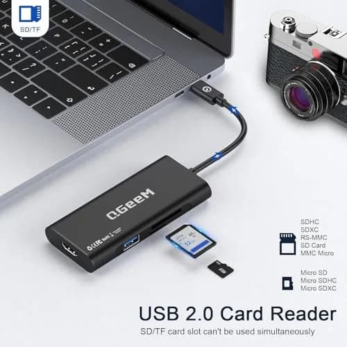 QGeeM USB C Hub 7-in-1 | 4K HDMI, 3 USB 3.0, 100W PD, Micro SD & SD Card Reader thumbnail 6
