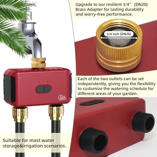 GIEXSMART GX-03ZG Zigbee 2-Zone Sprinkler Timer 5.52x2.36x4.72 inches | Smart Irrigation Controller for Gardens thumbnail 2
