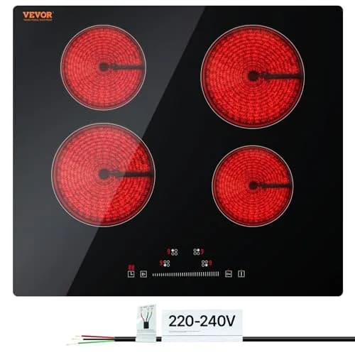 VEVOR LT4-77 Built-in Electric Ceramic Cooktop 6000W 24-inch | 220-240V Touch Control Radiant Stove Top thumbnail 1