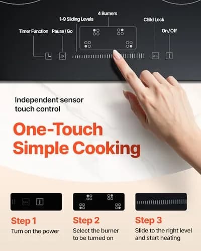 VEVOR LT4-77 Built-in Electric Ceramic Cooktop 6000W 24-inch | 220-240V Touch Control Radiant Stove Top thumbnail 5
