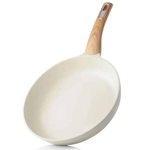 SENSARTE 8-inch Ceramic Nonstick Frying Pan Paella Pan, White | Induction Compatible Healthy Skillet thumbnail 1