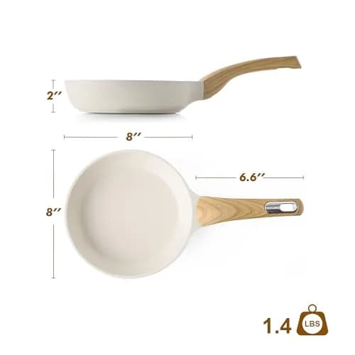SENSARTE 8-inch Ceramic Nonstick Frying Pan Paella Pan, White | Induction Compatible Healthy Skillet thumbnail 7
