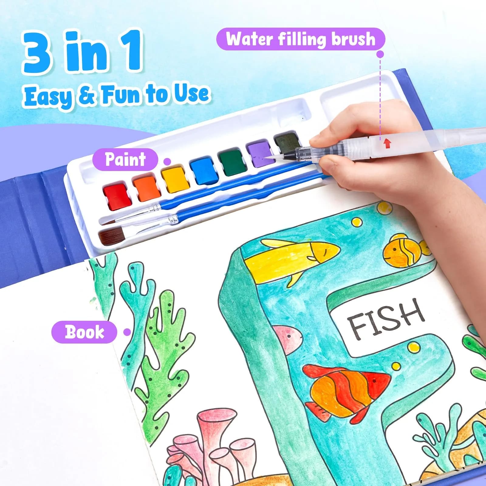 JoyCat Paint with Water Coloring Books for Toddlers, Watercolor Painting Sets for Kids Ages 3-5 4-8, Arts and Crafts Drawing Activities Toy Birthday Gift for Boys Girls - view 3