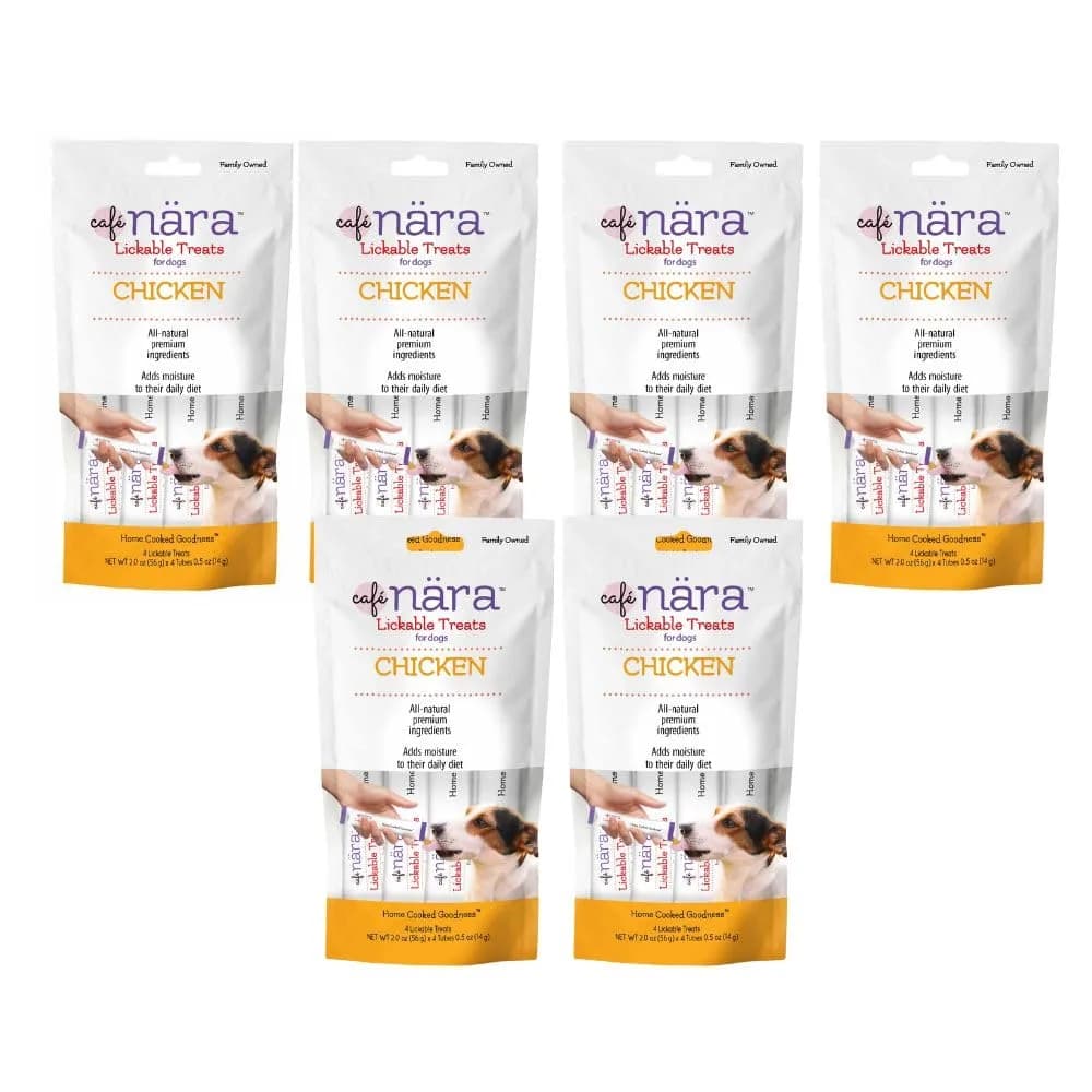 Cafe Nara Peanut Butter Lickable Dog Treats 0.5 oz Tubes | Hydrating, Grain-Free, Picky Eater Friendly — 2 Ounce