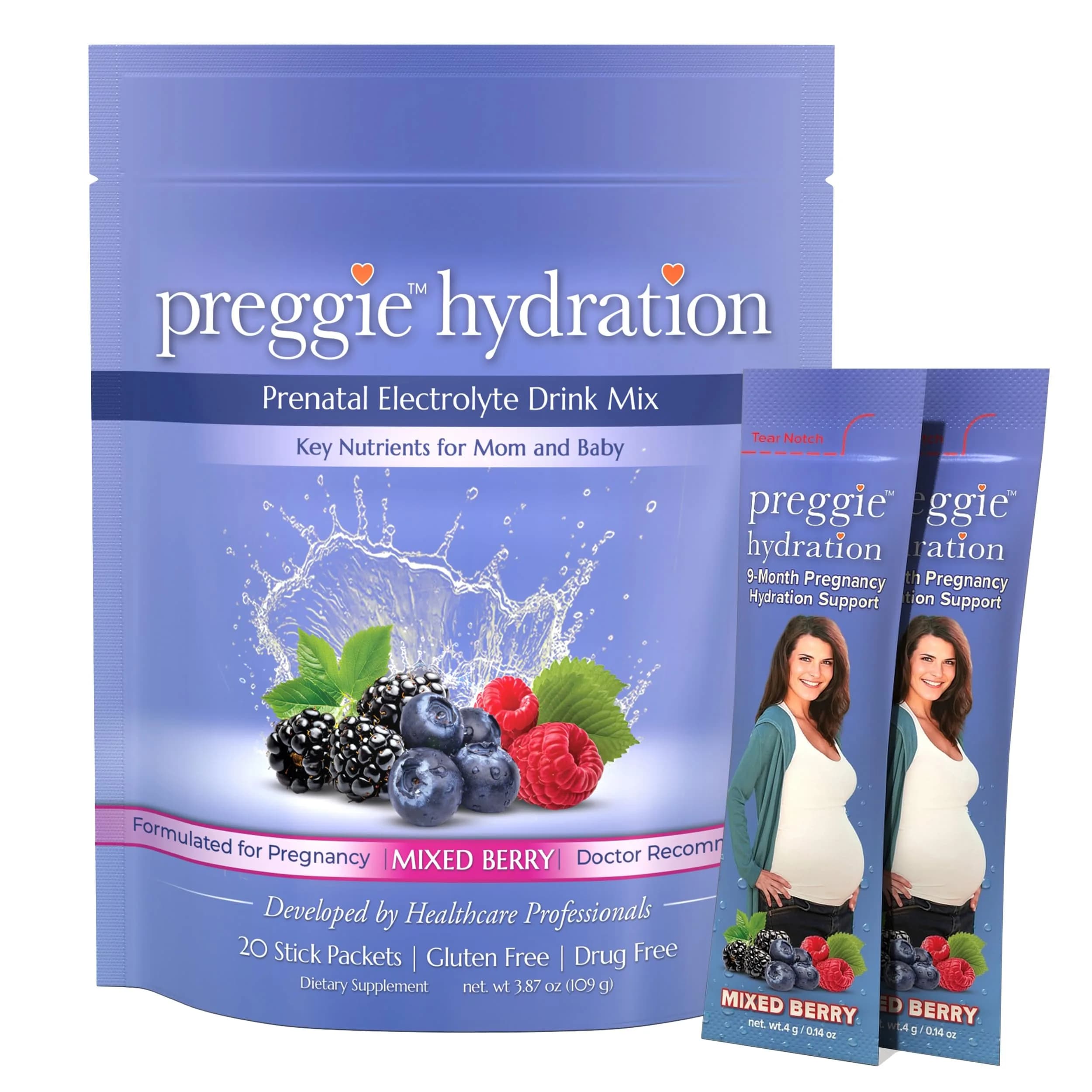 Three Lollies Preggie Hydration with Vitamin B6, Mixed Berry | Pregnancy Electrolyte Support (70-120 chars)